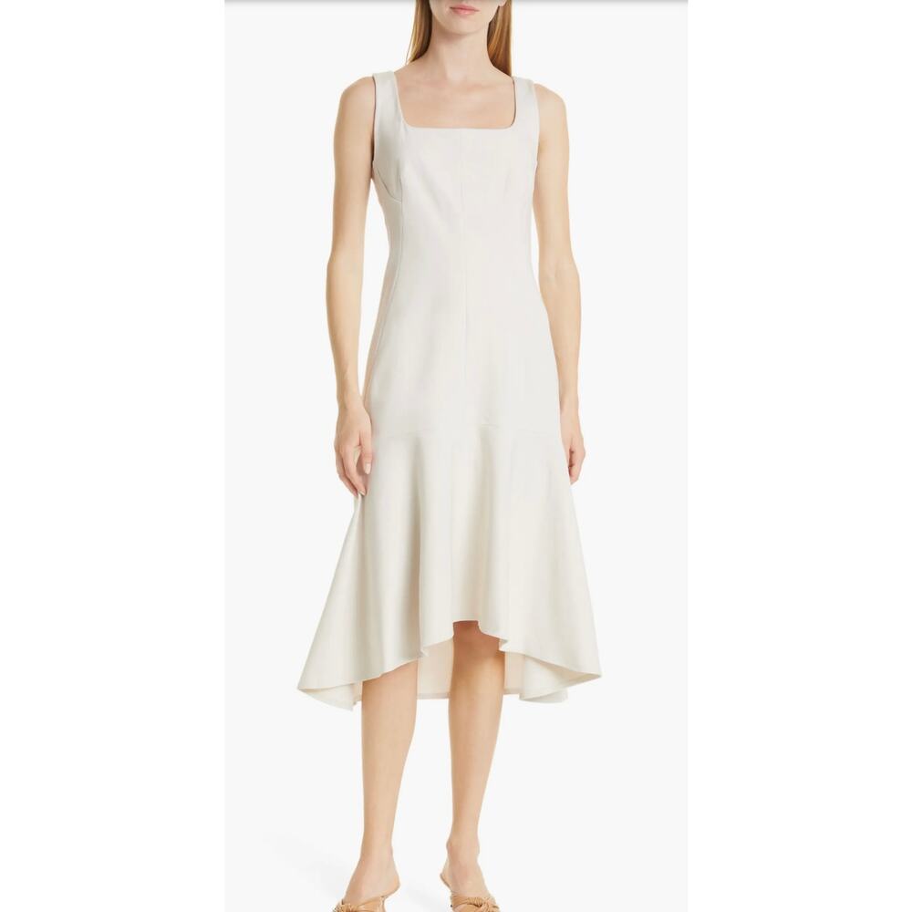 MM. Lafleur The James Dress Washable Ponte In Pearl 12 High-Low Fit & Flare